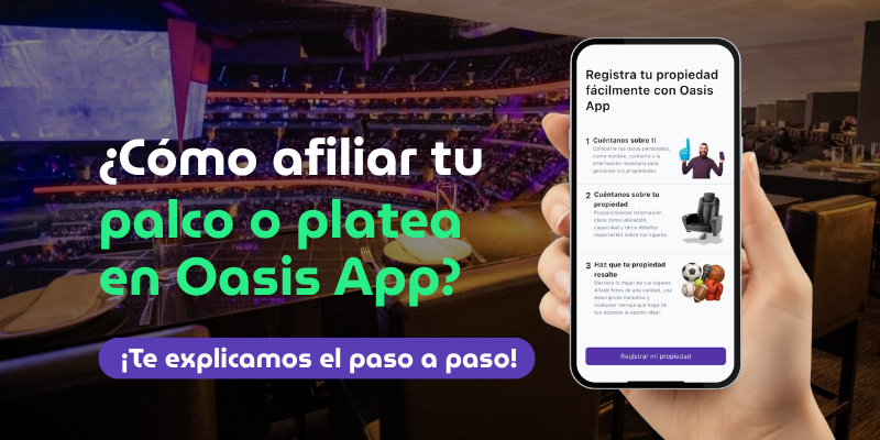 Afiliar palco o platea a Oasis App